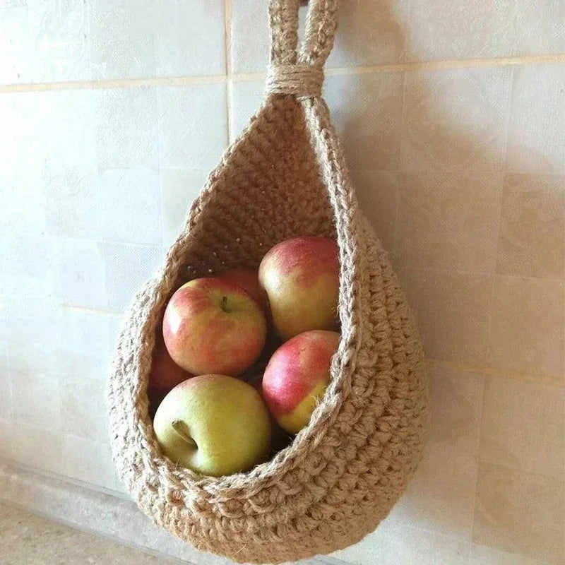 Jute Wall Storage Baskets | Handwoven Produce Organizers
