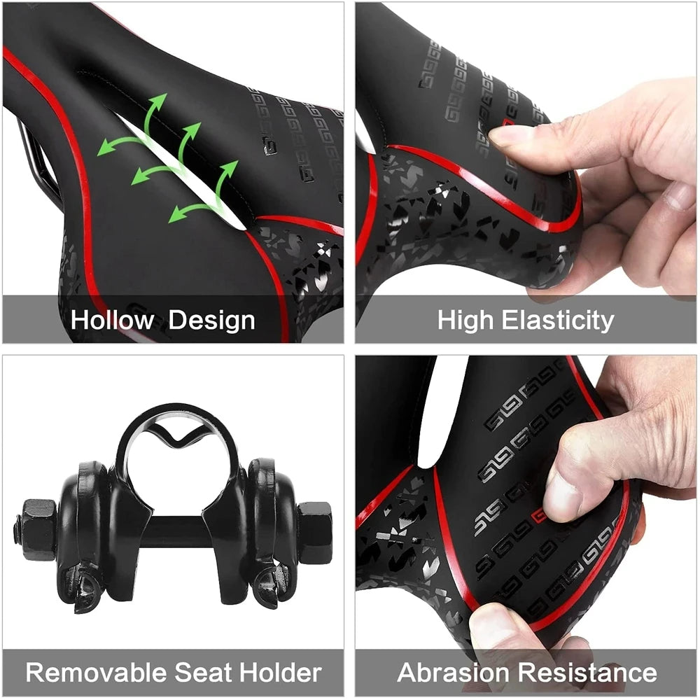 Gel Comfort Bicycle Saddle – Most Comfortable Bike Seat for Road and MTB, Lightweight PU Leather, Gel + Foam Filling, 27cm x 16cm