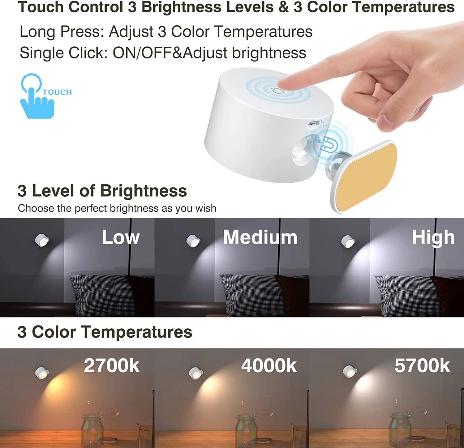 Battery Operated Wall Light - Rechargeable Wall Light - Ambilume