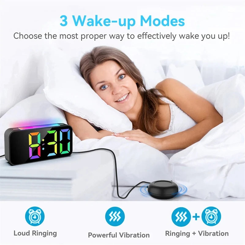 Vibrating Alarm Clock – Loud Bed Shaker Large Display for Heavy Sleepers & Hearing Impaired