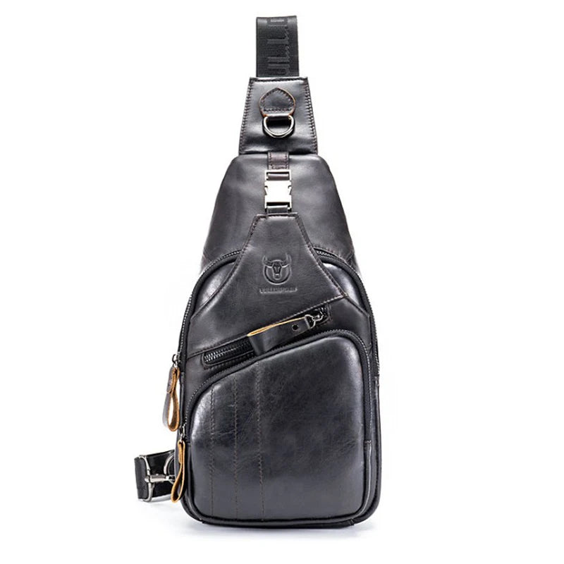 Men's leather Chest messenger bag