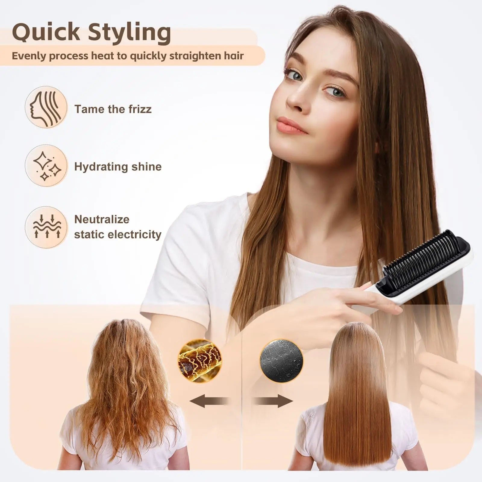 Electric Heat Comb Straightener Curler