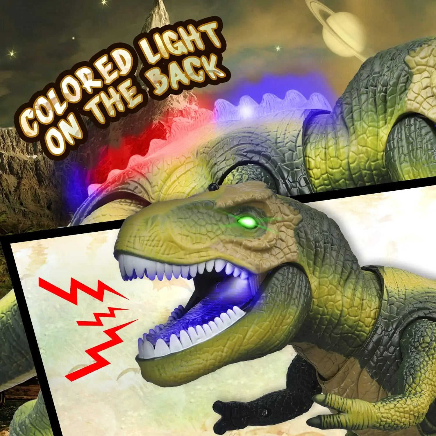 Remote Control T-Rex Dinosaur With LED Light Up, Walking & Roaring Realistic Dinosaur Toys