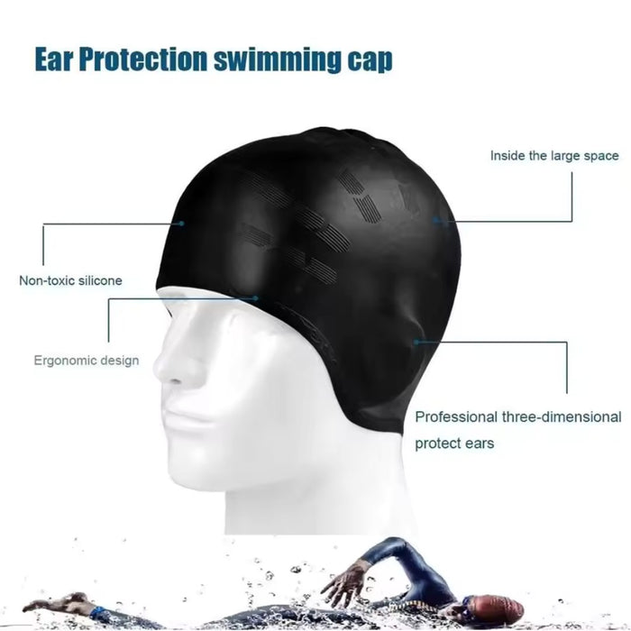 HydroFit – Silicone Swim Cap with Ear Protection