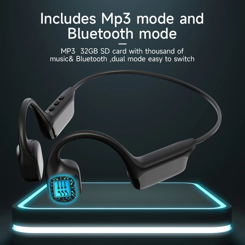 Waterproof Bone Conduction Swimming Headphones – Bluetooth 5.4 MP3 Headset (32GB)