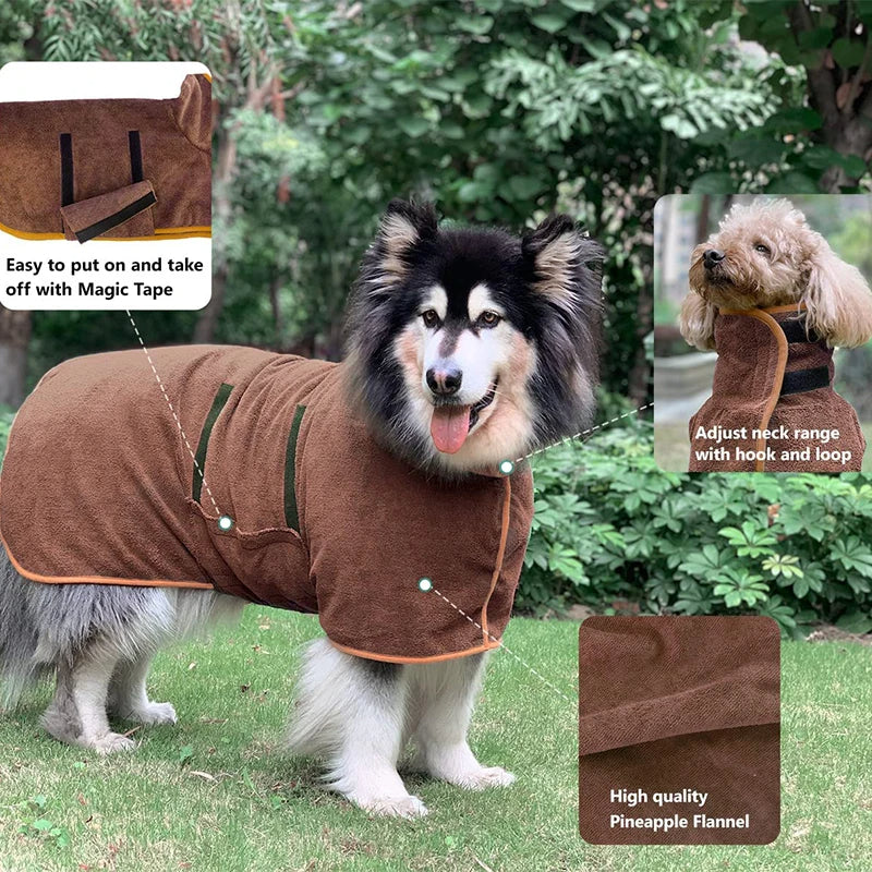 Pet Bathrobe Drying Coat for Dogs of All Sizes