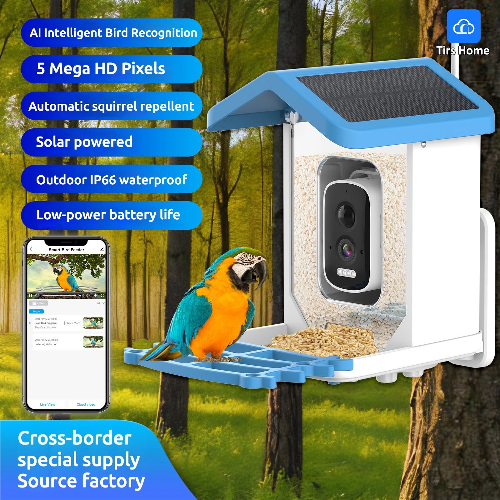Smart Bird Feeder with Camera Solar Powered