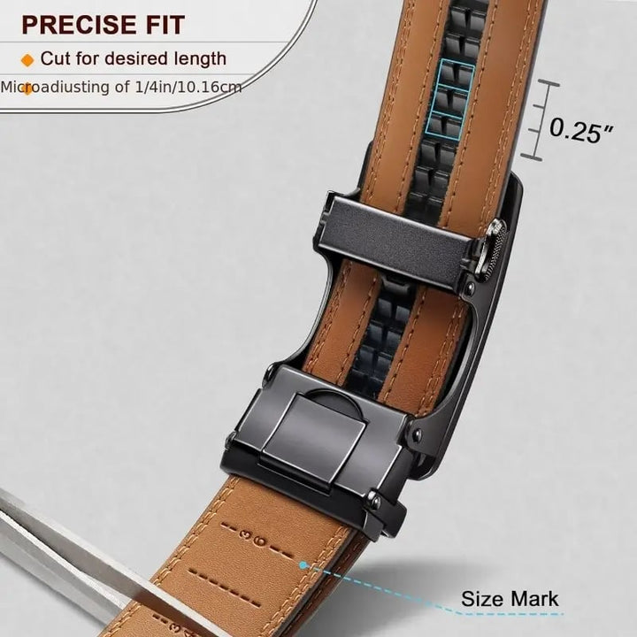 Eptchn Leather Ratchet Belt With Adjustable Buckle CrackSlick