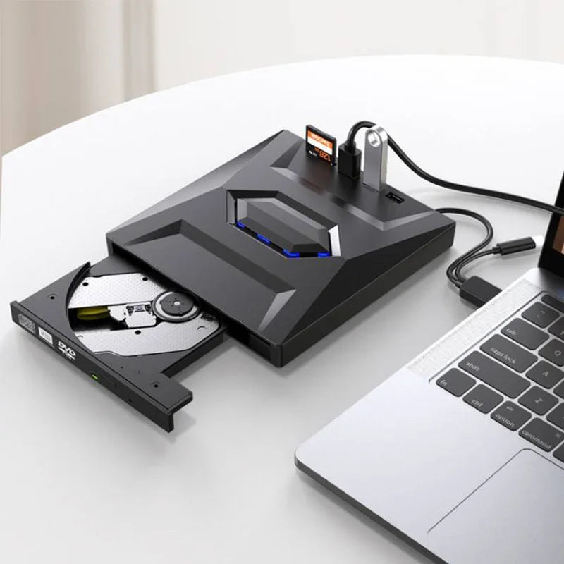 7-in-1 External DVD Player – Portable CD/DVD RW Writer with High-Speed Data Transfer