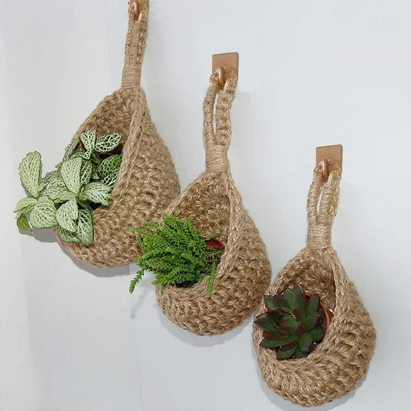 Jute Wall Storage Baskets | Handwoven Produce Organizers