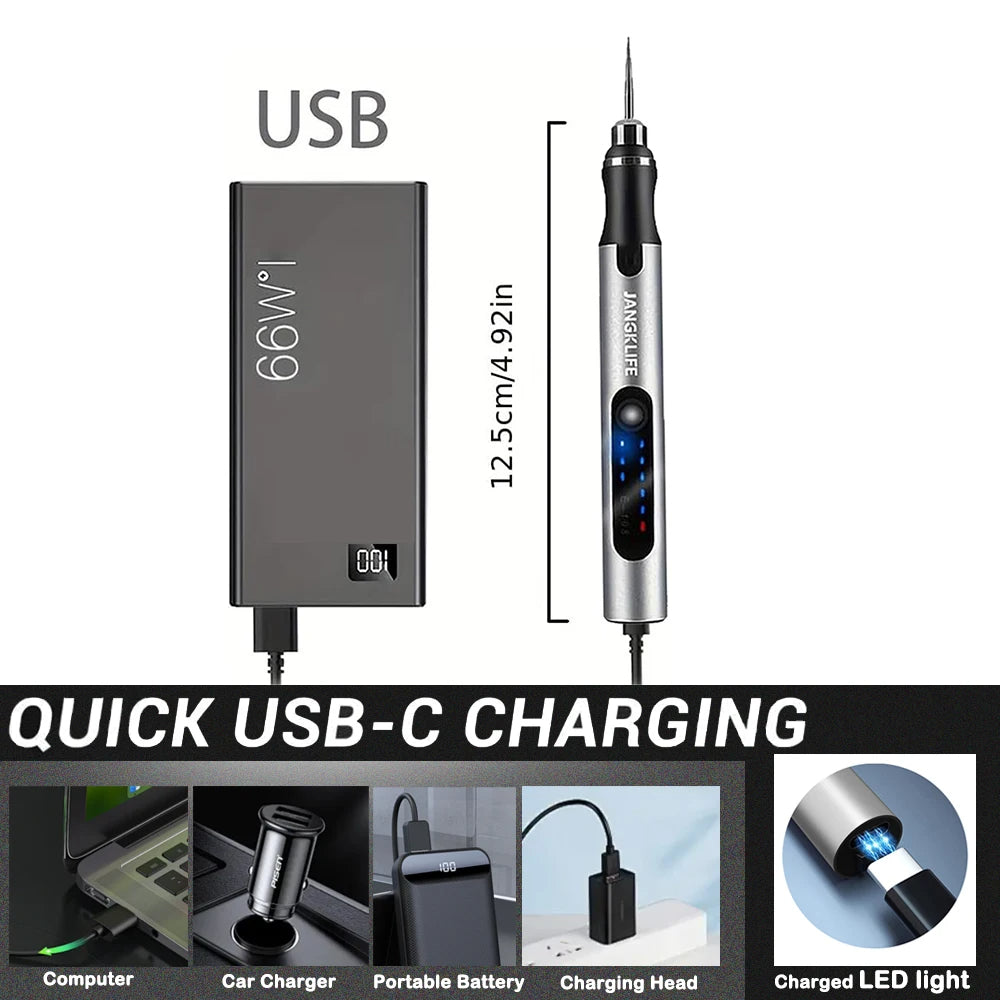 Cordless Electric Engraving Pen – 15,000 RPM for Wood & Glass