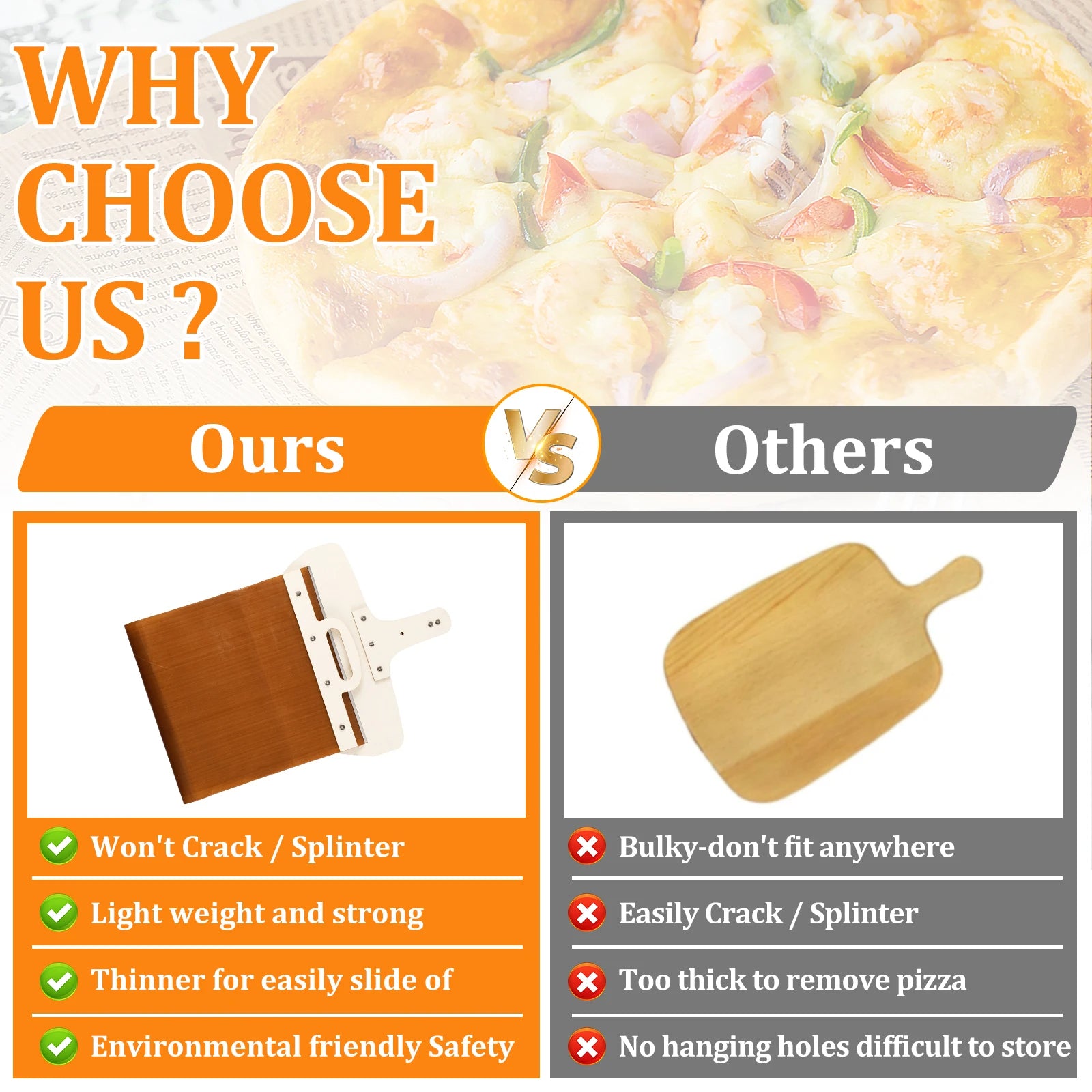 Sliding Pizza Peel – Easily Transfer & Serve Your Pizza