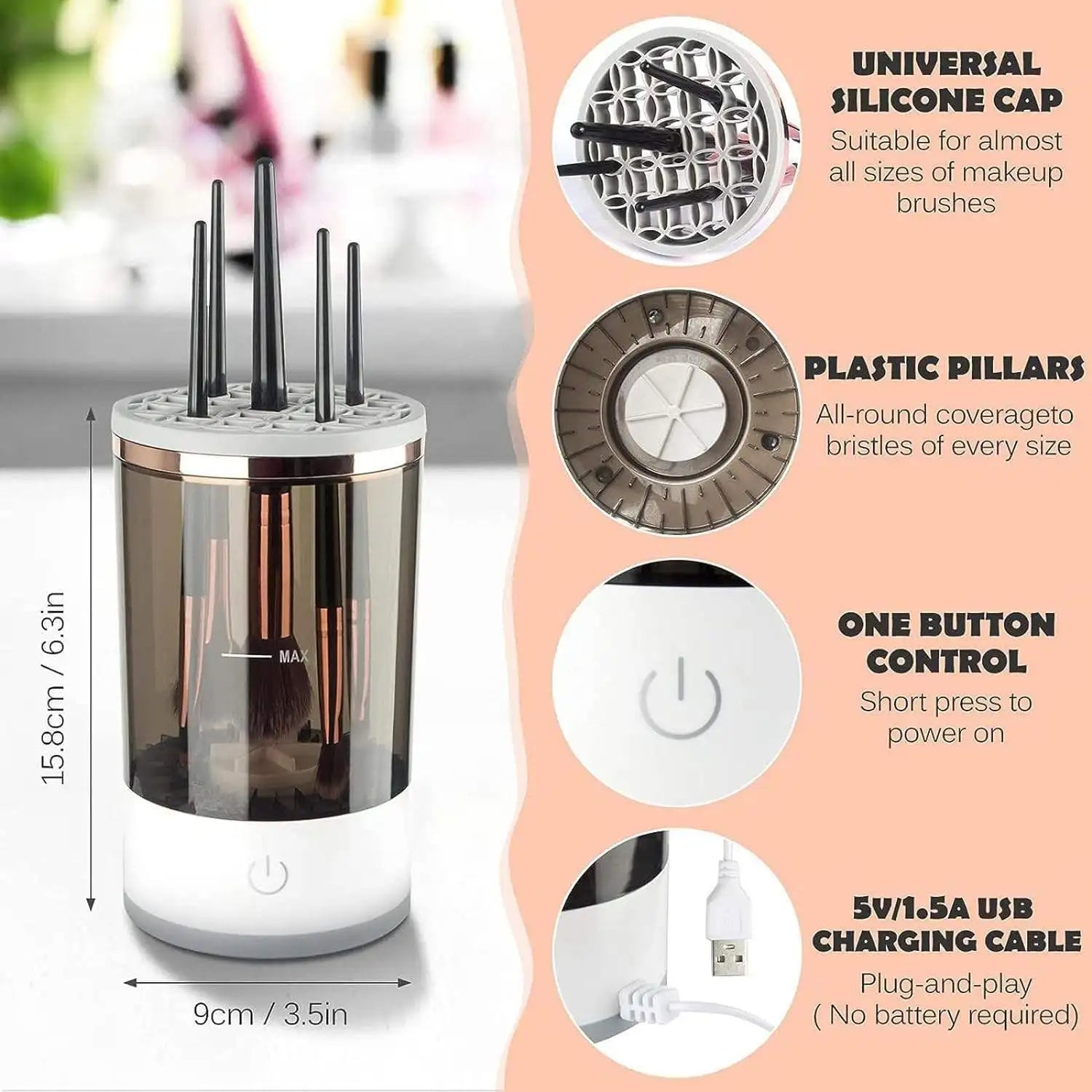 3 In 1 Electric Makeup Brush Cleaner