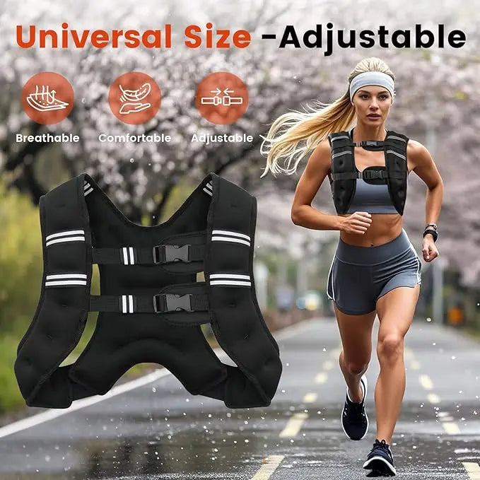 Adjustable Weighted Vest with Reflective Stripes