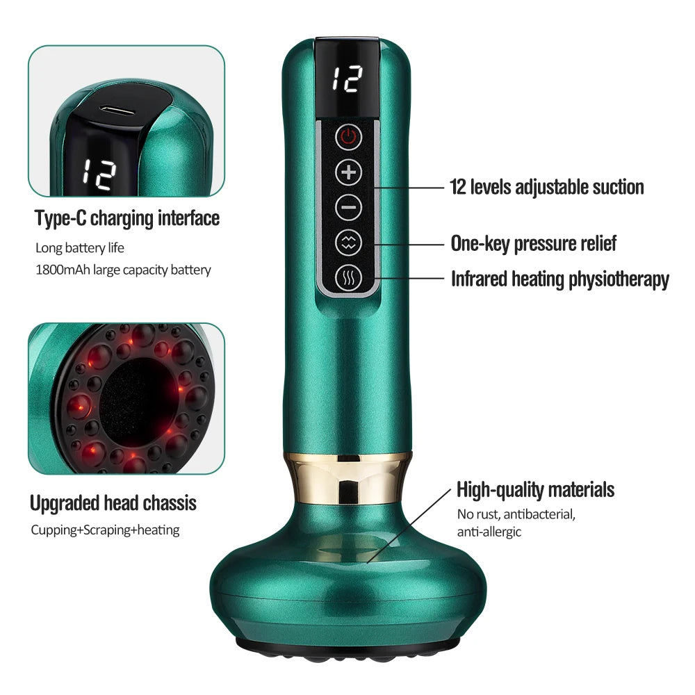 Electric Cupping Massager – Vacuum Suction Gua Sha with Infrared Heat for Anti-Cellulite & Body Slimming Therapy