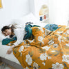 Reversible Cotton Quilt with Boho Yellow Floral Design – Soft, Durable