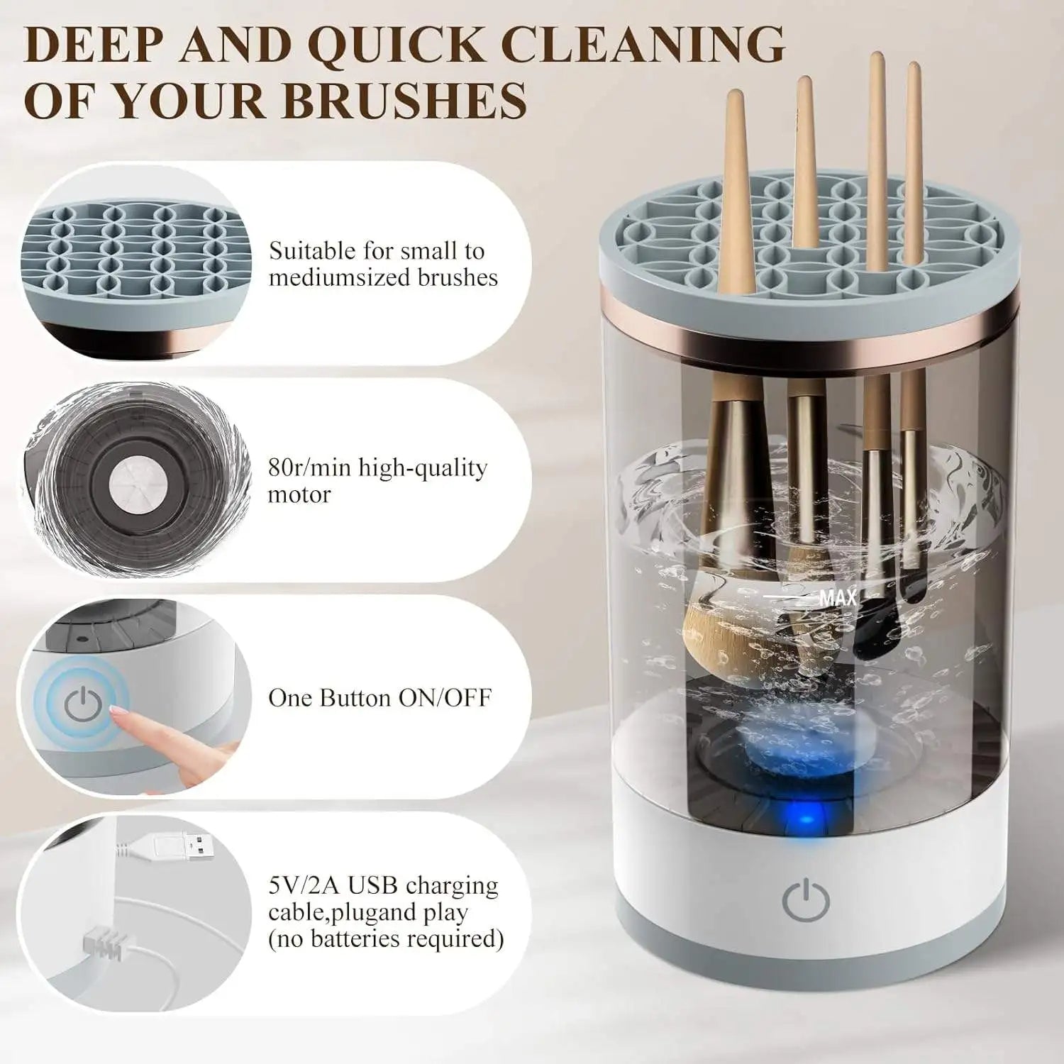 3 In 1 Electric Makeup Brush Cleaner