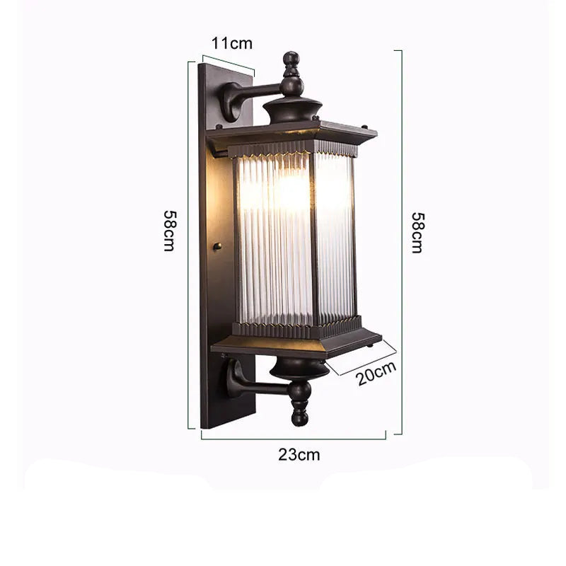 Vintage Black Outdoor Wall Lantern - Classic Rectangular Design for Gardens
