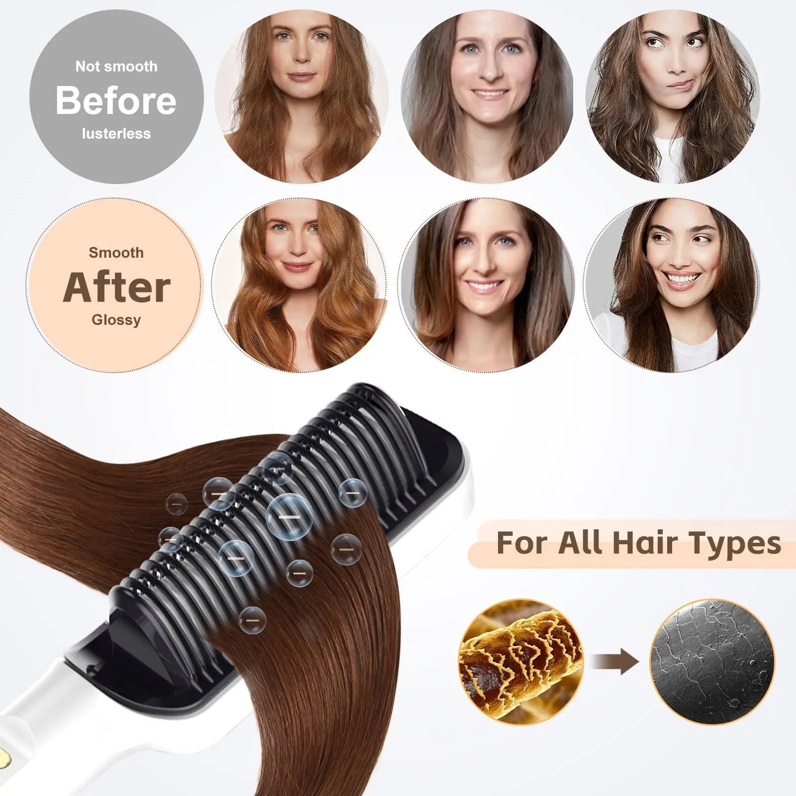 Electric Heat Comb Straightener Curler