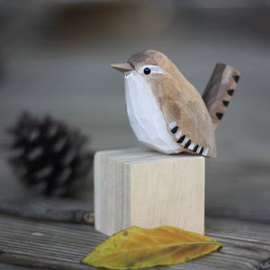 Scandinavian Bird Ornament | Hand-Carved Wooden Robin Design