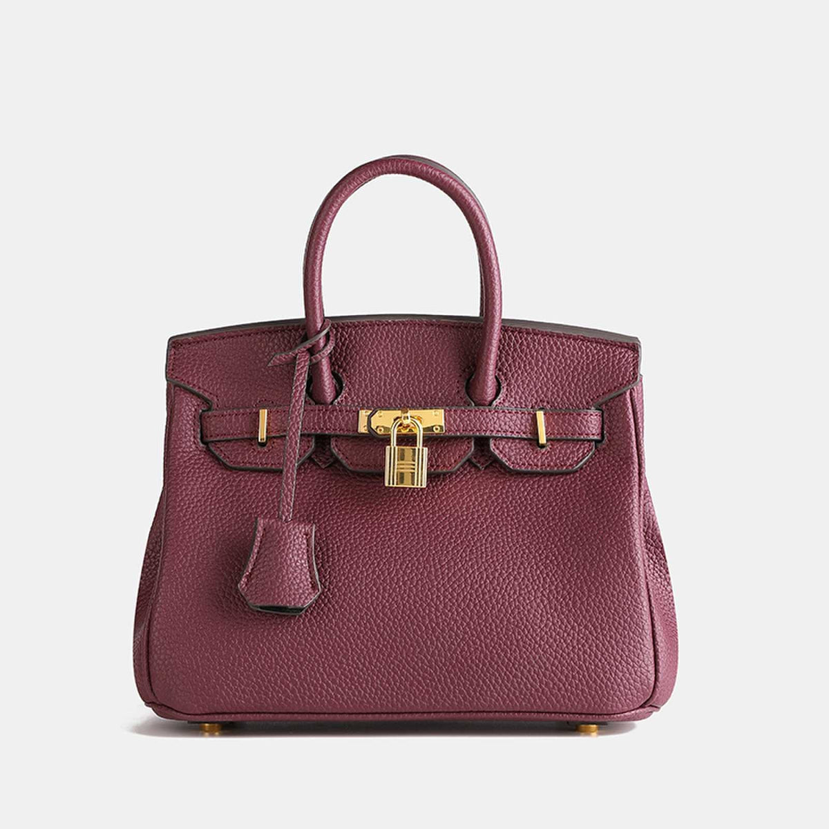 Women’s Structured Handbag – Elegant Classic Tote with Gold Lock