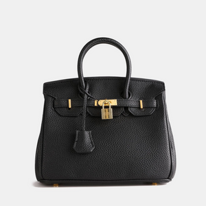 Women’s Structured Handbag – Elegant Classic Tote with Gold Lock