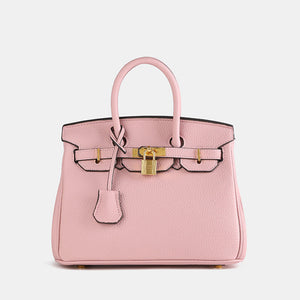 Women’s Structured Handbag – Elegant Classic Tote with Gold Lock