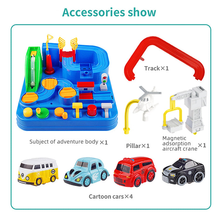 Race Track STEM Learning Toy for Kids Ages 3+ with 4 Mini Cars and 9 Fun Puzzle Levels