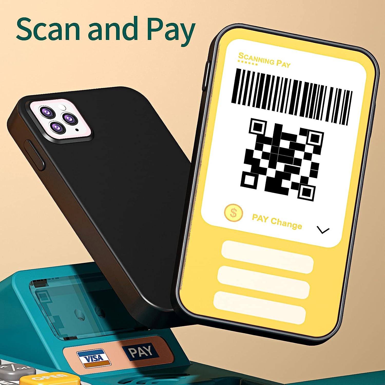 Cash Register Toy with Role-Play Features, Built-in Calculator, Mobile Payment, Safe for Ages 3+