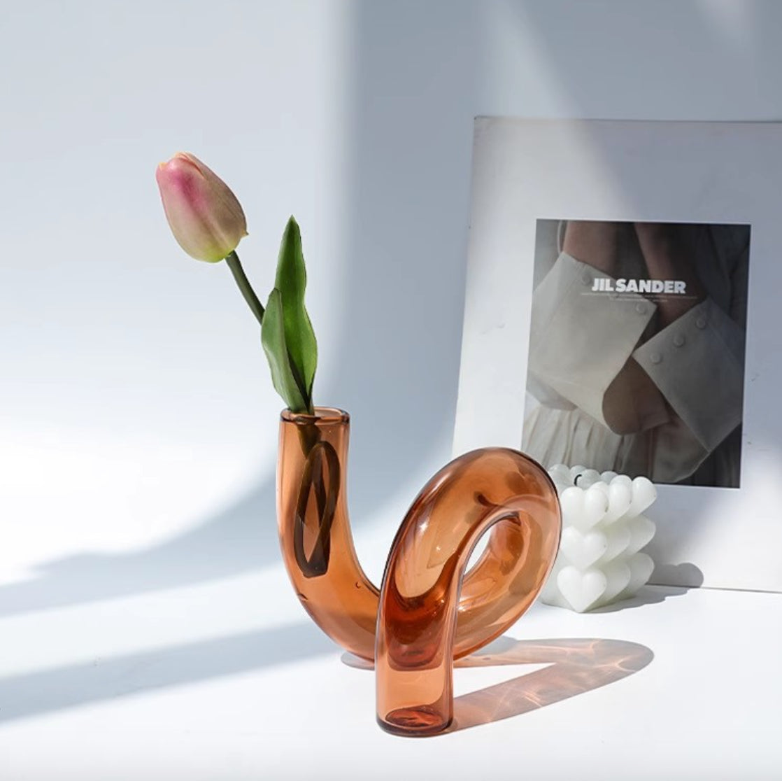 Curved Glass Vase | Modern Wave Design
