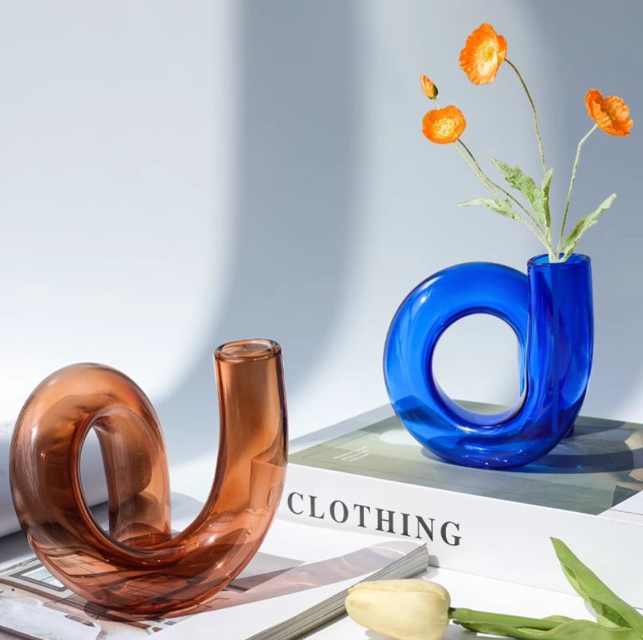 Curved Glass Vase | Modern Wave Design