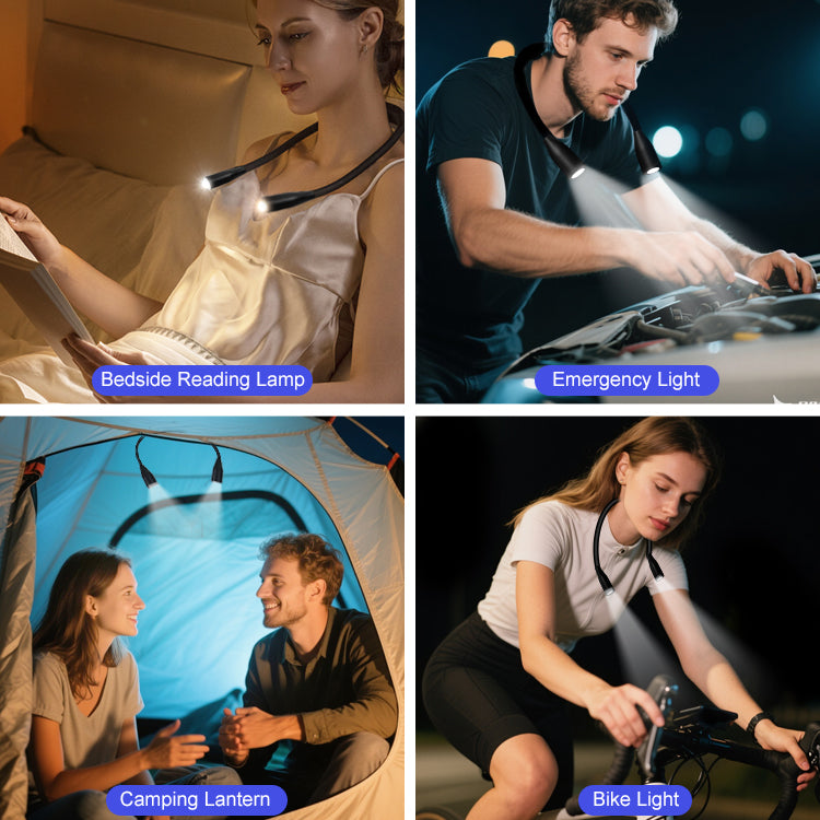 USB Rechargeable LED Neck Lamp with 3 Light Colors and Dimmable Brightness – Flexible, Lightweight Design for Reading and Outdoor Tasks