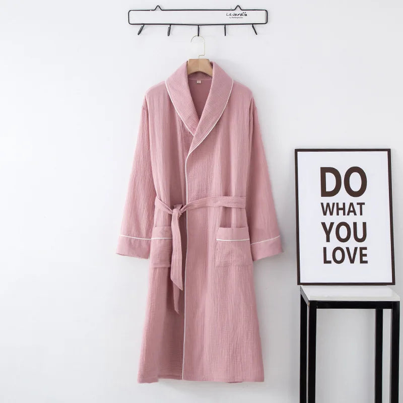 SoraLinen Summer Cotton Bathrobe – Light Japanese-Inspired Robe for Calm Living
