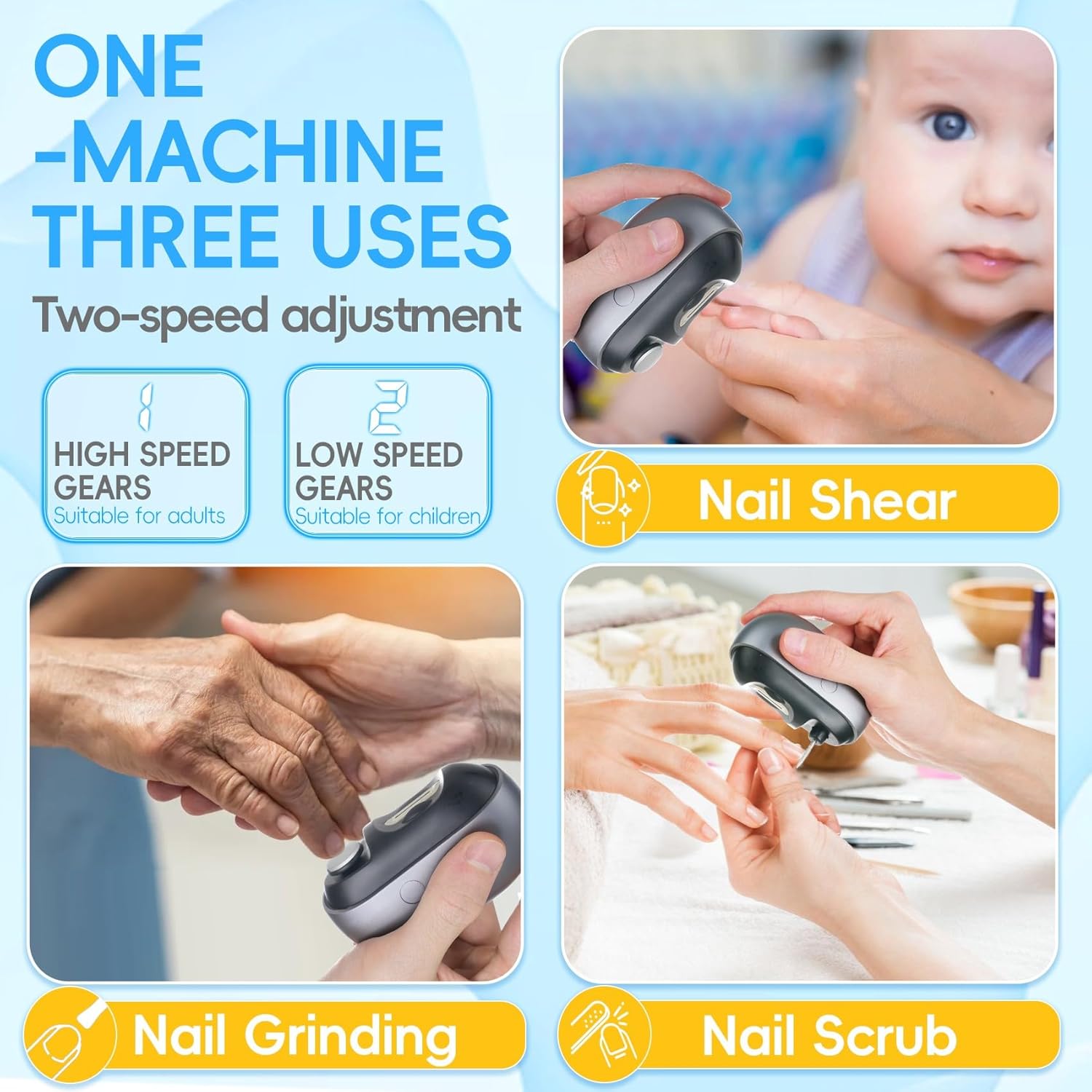 Nail Clipper Electric Smart Toenail Trimmer LED Light