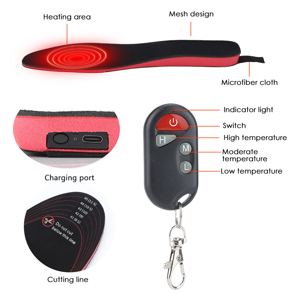 Wireless Heated Shoe Insoles Rechargeable Foot Warmers