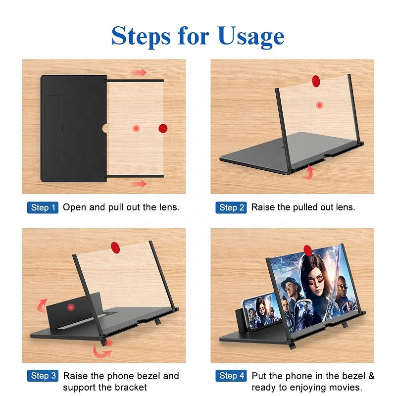 Phone Screen Magnifier Stand Foldable HD Viewing Display