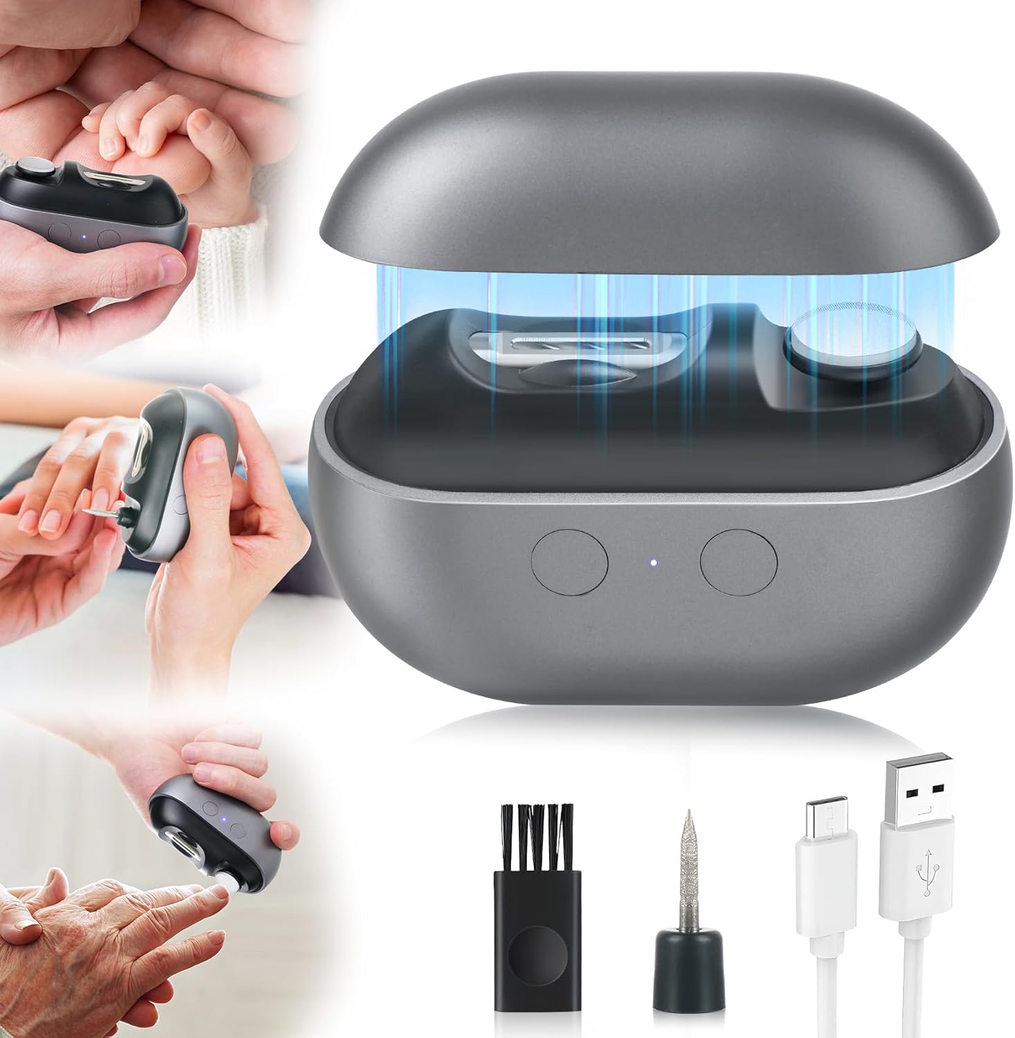 Nail Clipper Electric Smart Toenail Trimmer LED Light