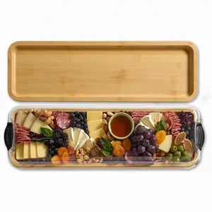 Charcuterie Board Bamboo Serving Tray Locking Lid