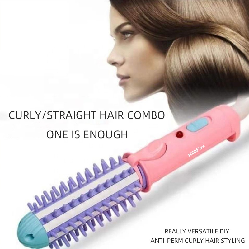 Mini Curling Iron Brush, Mini Hair Straightener Brush, Tourmaline Ceramic Travel Size Hair Curler