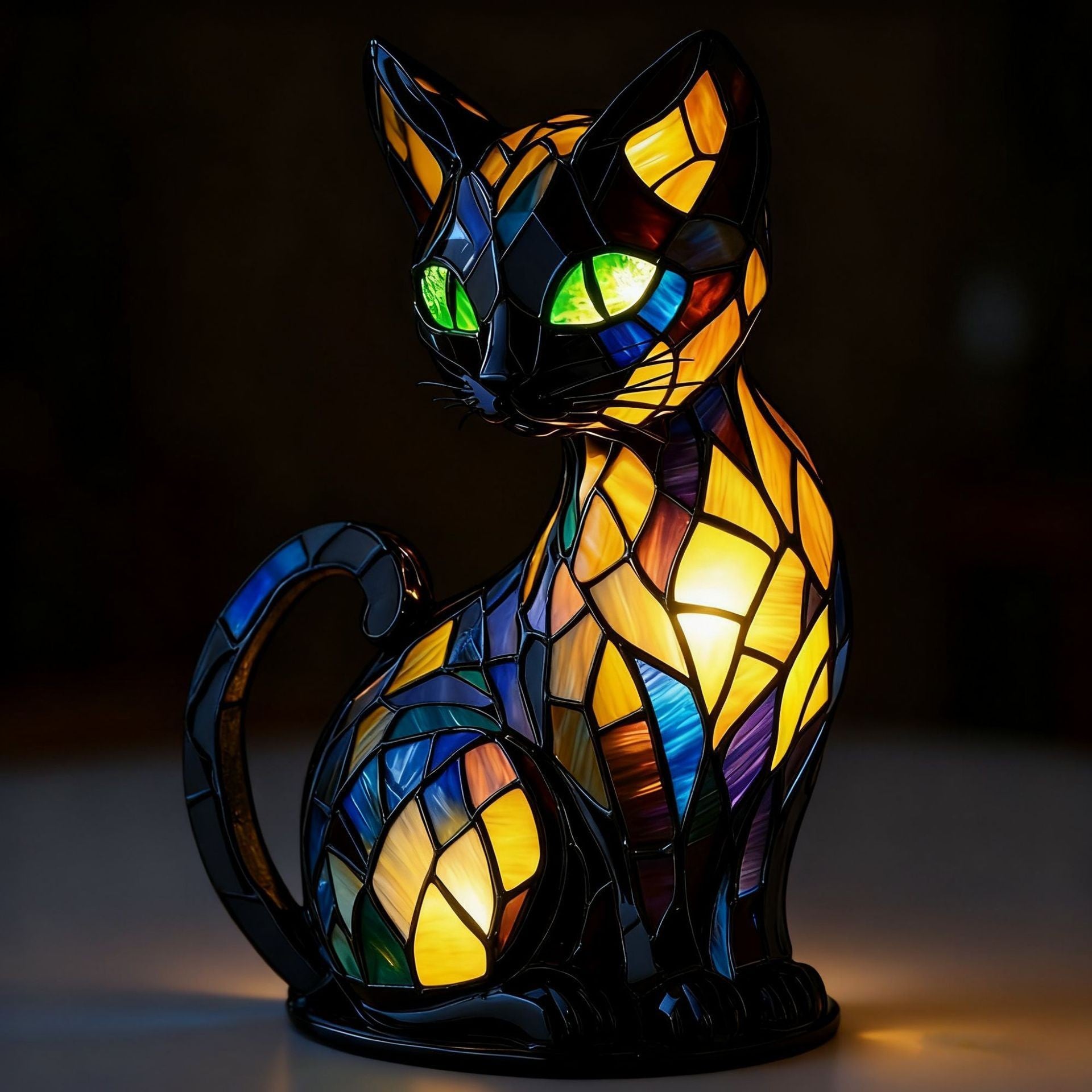 Artistic Stained Cat Table Lamp