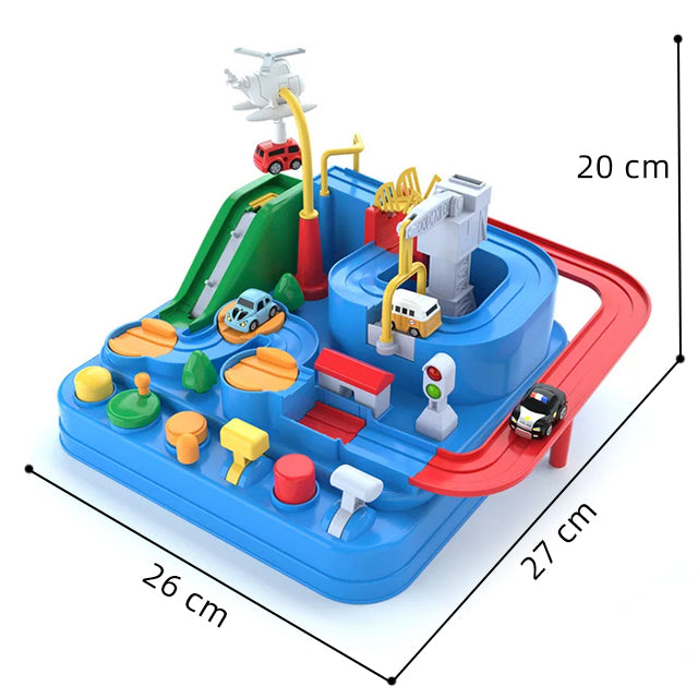 Race Track STEM Learning Toy for Kids Ages 3+ with 4 Mini Cars and 9 Fun Puzzle Levels