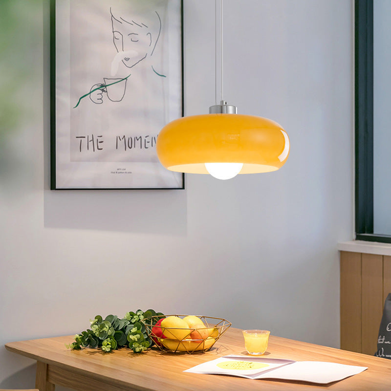 Vintage Bauhaus Pendant Light with Moulded Glass Shade