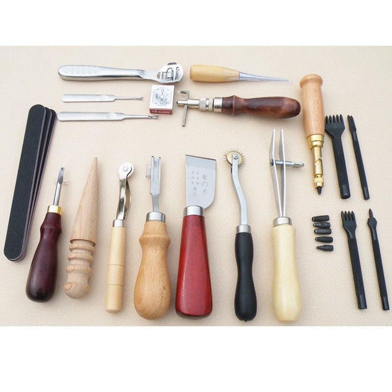 18pcs Ultimate Leather Working Craft Tool Kit, Hand Sewing Kit Leather Tools DIY