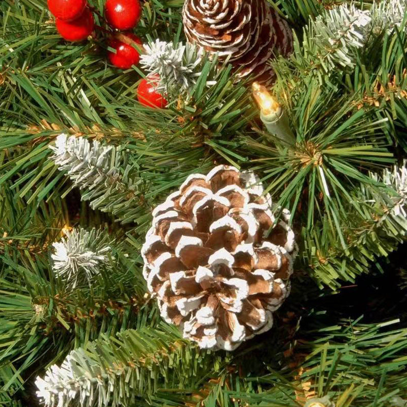 Christmas Hanging Basket with Frosted Pine Cones and Berry Ornaments