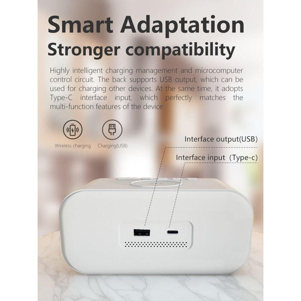 SmartGlow – Stylish Digital Alarm Clock with QI Wireless Charger and LED Display