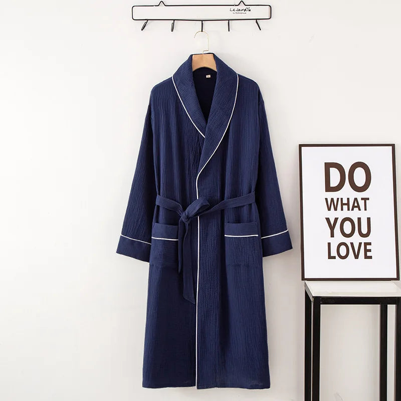 SoraLinen Summer Cotton Bathrobe – Light Japanese-Inspired Robe for Calm Living