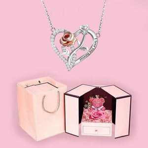 Heart Necklace Rose Flower Gift Box for Girlfriend