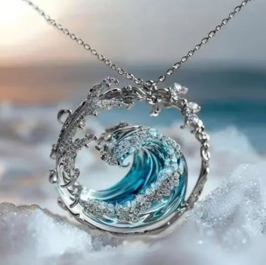 Ocean Wave Pendant Necklace