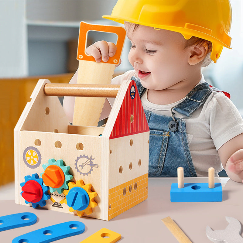 Childrens Wooden Toolbox Set Toy, Develop Real-Life Building Skills & Creative Thinking, Safe for Aged 2+