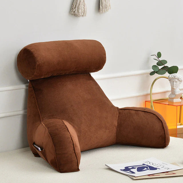 Supportive Reading Pillow with Arms – Plush Crystal Velvet Back Cushion for Bed, Sofa & Office Comfort